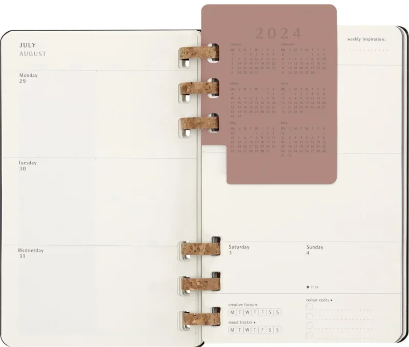 MOLESKINE Spirál Határidőnapló 2026 12 hónap, SOLAR kemény borító, FEKETE (L)