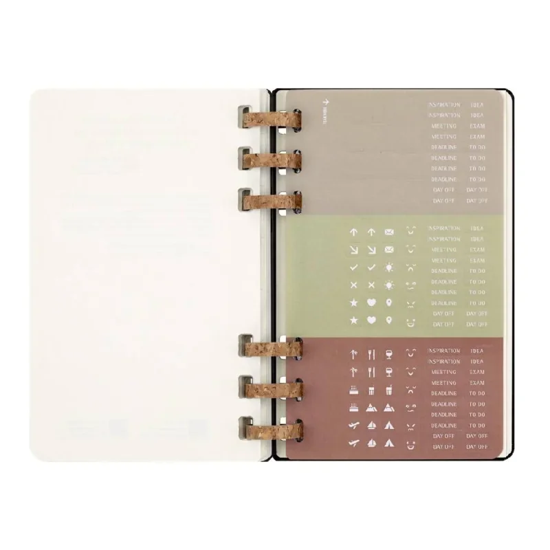 MOLESKINE Spirál Határidőnapló 2026 12 hónap, SOLAR kemény borító, FEKETE (L)