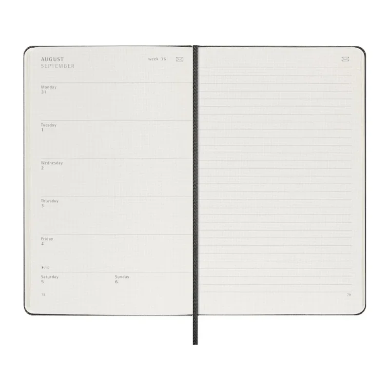 MOLESKINE SMART Határidőnapló 2026 12 hónap, Heti, puha borító, FEKETE (L)
