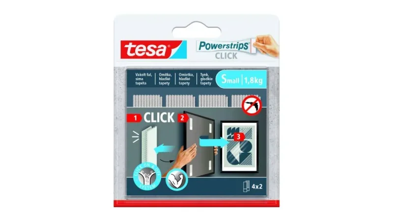 TESA 77720 POWERSTRIPS CLICK öntapadós tépőzár csíkok (S) 4 x 2db