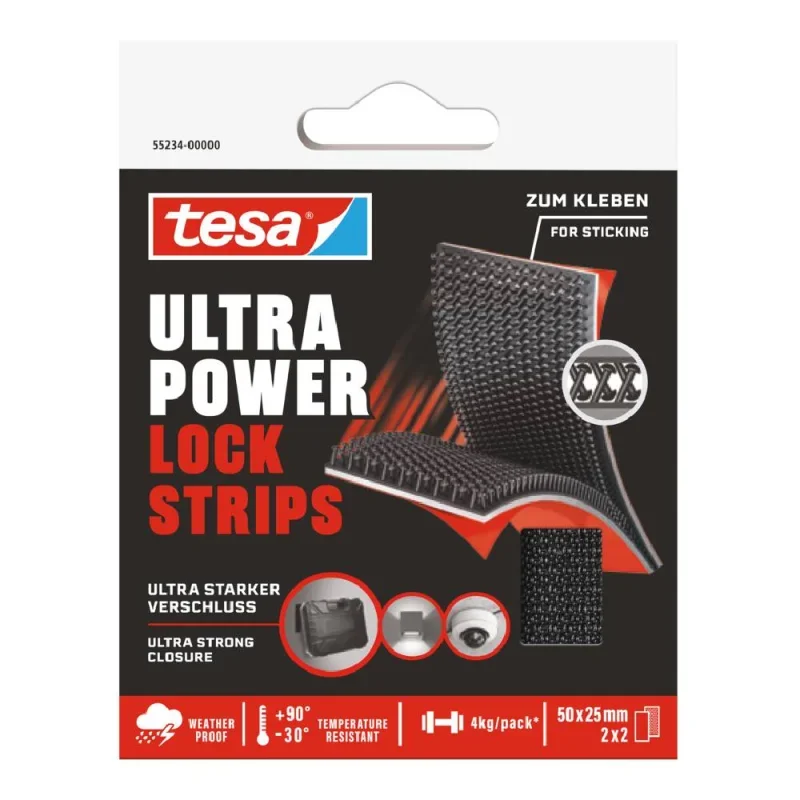 TESA 55234 ULTRA POWER LOCK öntapadós szalag extra erős tépőzár 50mm x 25mm 2db