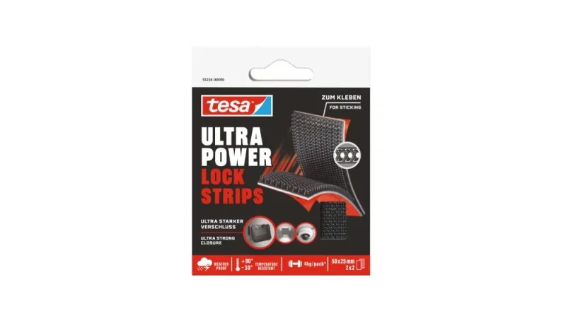 TESA 55234 ULTRA POWER LOCK öntapadós szalag extra erős tépőzár 50mm x 25mm 2db