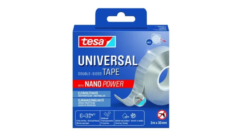 TESA 55810 Univerzális kétoldalas ragasztószalag, nano power 3m x 30 mm