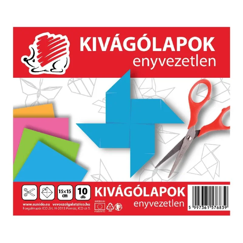 ICO Süni Enyvezetlen színes kivágólap, 15x15 10lap