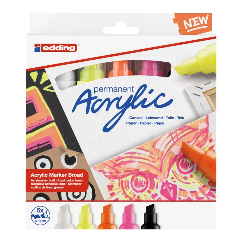 Edding 5000/5 akril marker b (5-10 mm) 5 neon klf. szín ed5