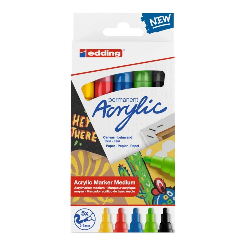 Edding 5100/5 akril marker m (2-3 mm) 5 basic klf. szín ed5