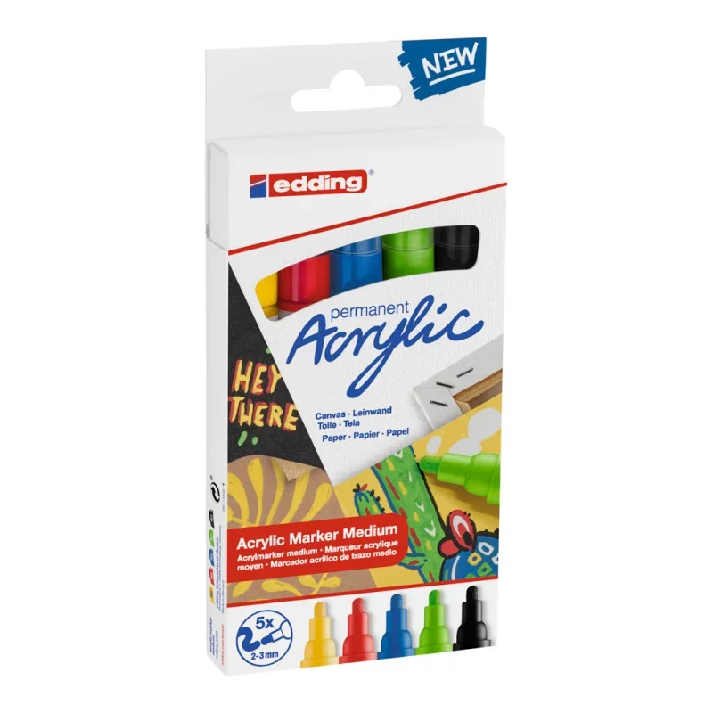 Edding 5100/5 akril marker m (2-3 mm) 5 basic klf. szín ed5