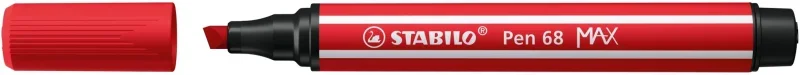 STABILO Pen 68 MAX prémium filctoll vágott heggyel piros