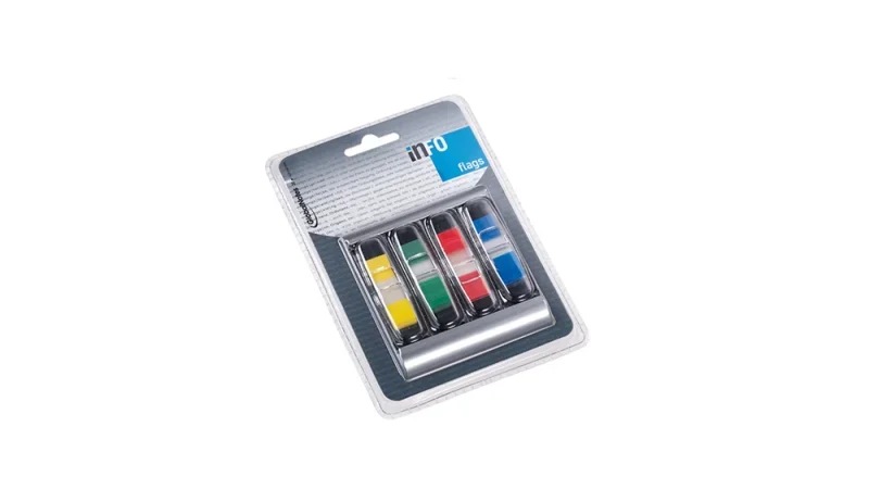 Info Notes asztali tartó, jelölőcímkével, 12,5x43mm, 4x12db, 4-féle szín