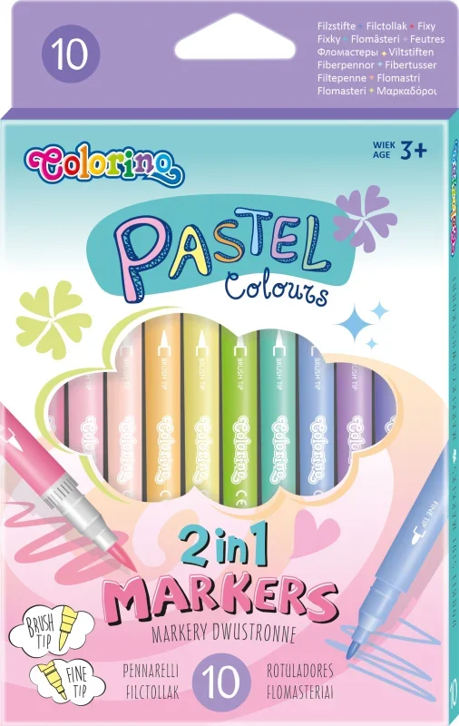 Colorino School Pastel 10db-os kétvégű filctoll készlet