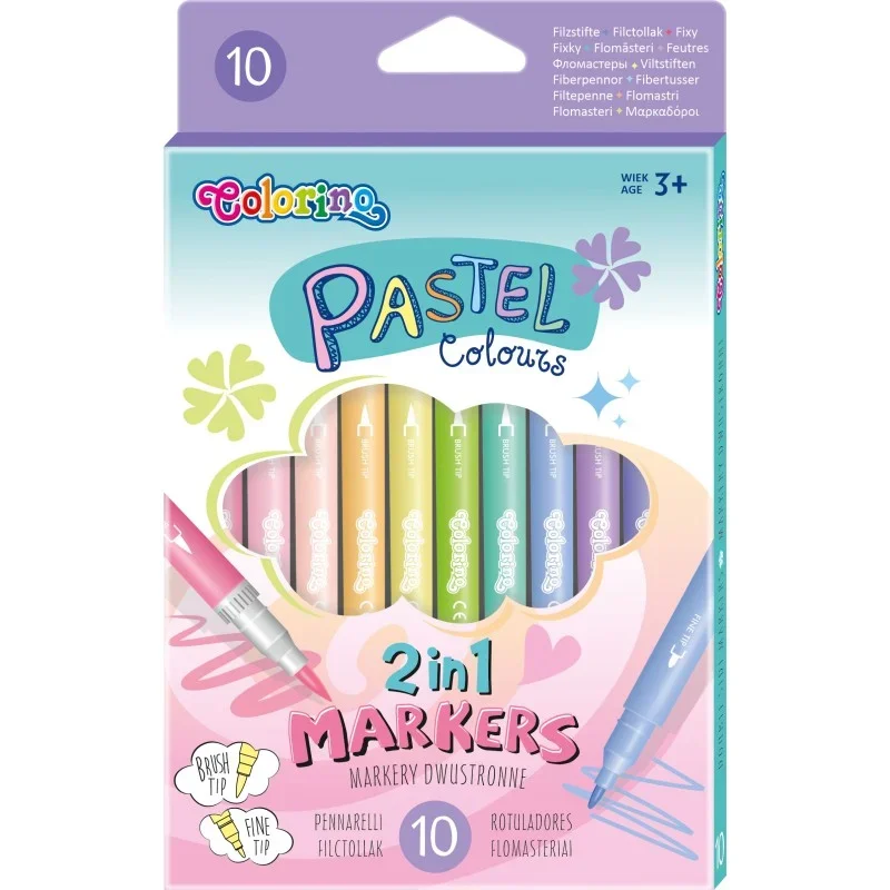 Colorino School Pastel 10db-os kétvégű filctoll készlet