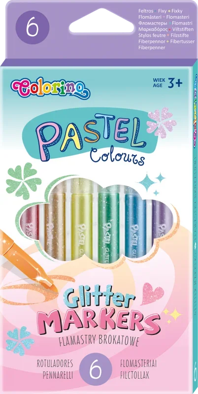 Colorino School Pastel 6db-os glitteres filctoll készlet