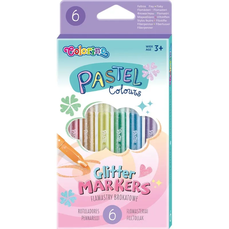 Colorino School Pastel 6db-os glitteres filctoll készlet