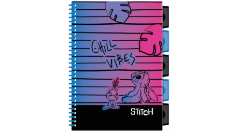 Spirál notesz B5 100lapos Disney Black Stitch Chill Vibes