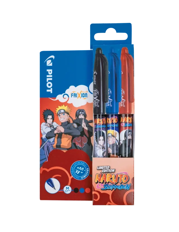 Pilot Frixion Ball 0.7 NARUTO (fekete, kék, piros) 3db