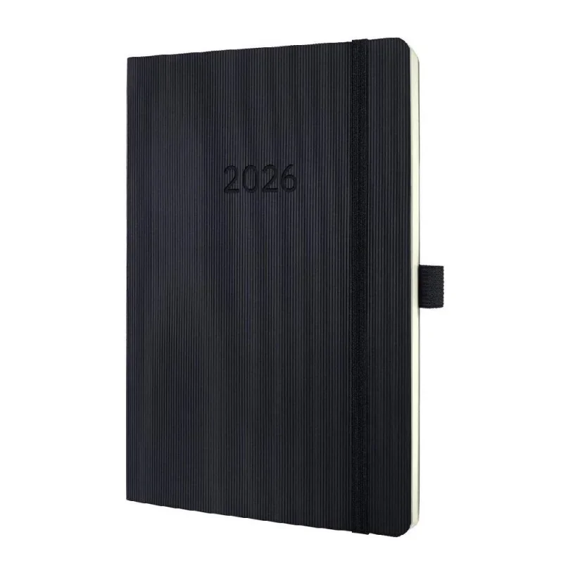 Sigel Conceptum határidőnapló, 2026, 13,5x21 cm heti, fekete, puhafedelű
