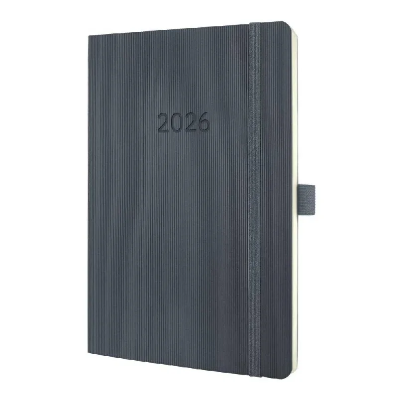 Sigel Conceptum határidőnapló, 2026, 13,5x21 cm heti, sötétszürke, puhafedelű