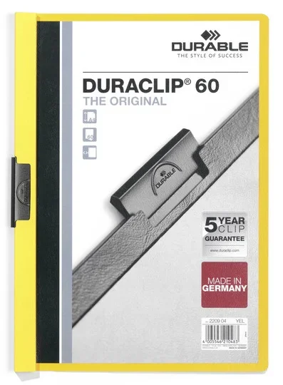 Durable Duraclip clip-mappa, 60 lapig, sárga