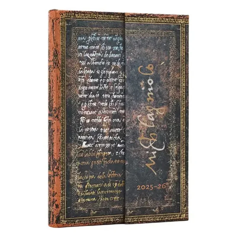 Paperblanks határidőnapló 18 hó (2025.júl-2026.dec.heti) Mini, horizontal, Michelangelo, Handwriting