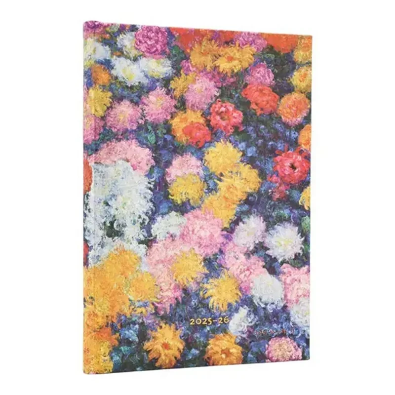 Paperblanks határidőnapló 18 hó (2025.júl-2026.dec.heti) Midi, horizontal, Monets Chrysanthemums