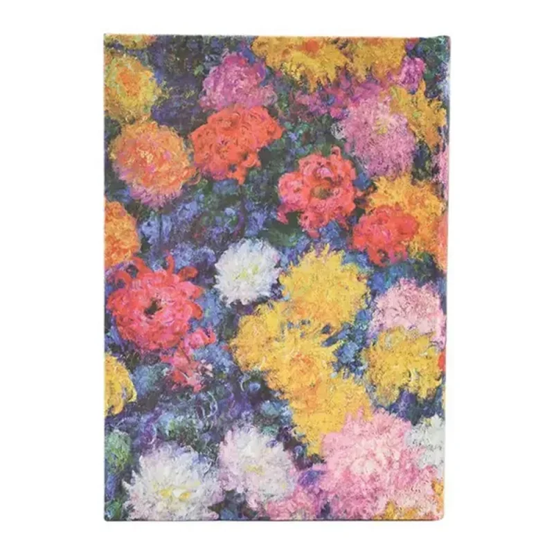Paperblanks határidőnapló 18 hó (2025.júl-2026.dec.heti) Midi, horizontal, Monets Chrysanthemums