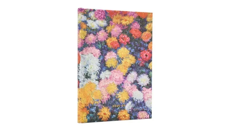 Paperblanks határidőnapló 18 hó (2025.júl-2026.dec.heti) Midi, horizontal, Monets Chrysanthemums