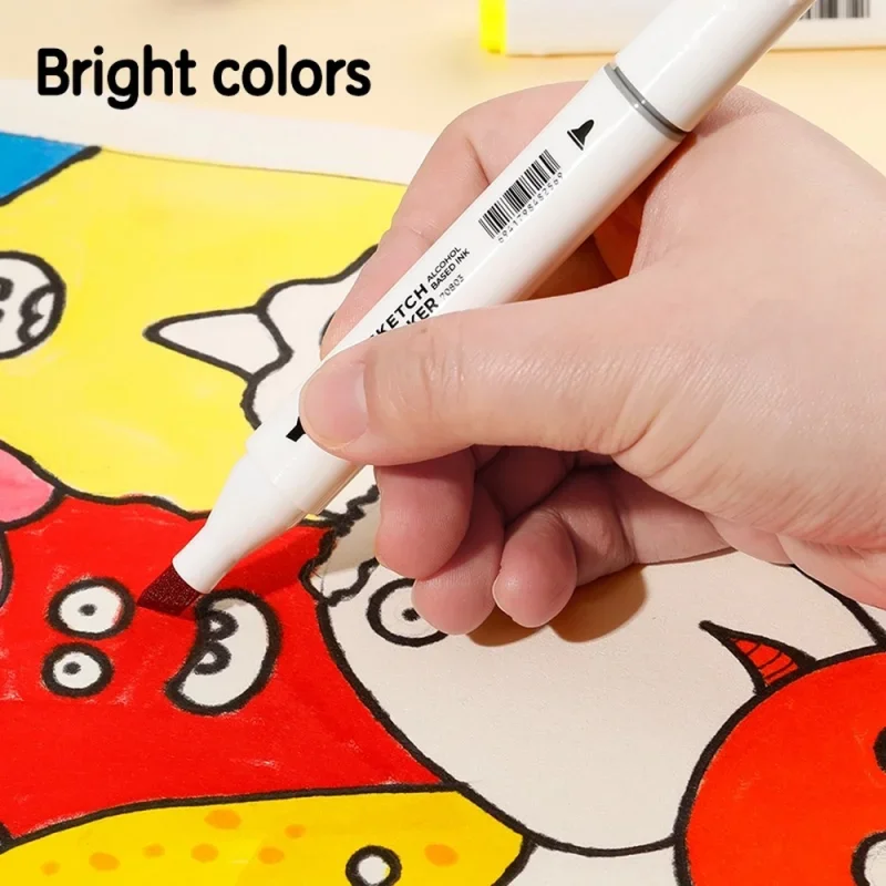DELI Color Emotion Sketch Marker 24 db-os kétvégű kerek és vágott heggyel, háromszög test