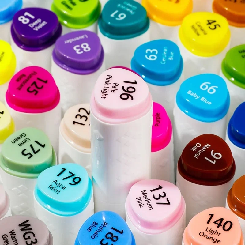 DELI Color Emotion Sketch Marker 80 db-os kétvégű kerek és vágott heggyel, háromszög test, alkoholos
