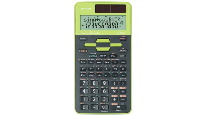 SHARP számológép tudományos 273 funkció, napelemes, dobozos, fekete-zöld