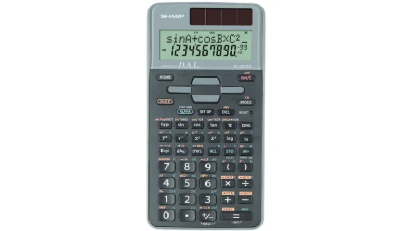 SHARP számológép tudományos 273 funkció, napelemes, dobozos, fekete-szürke