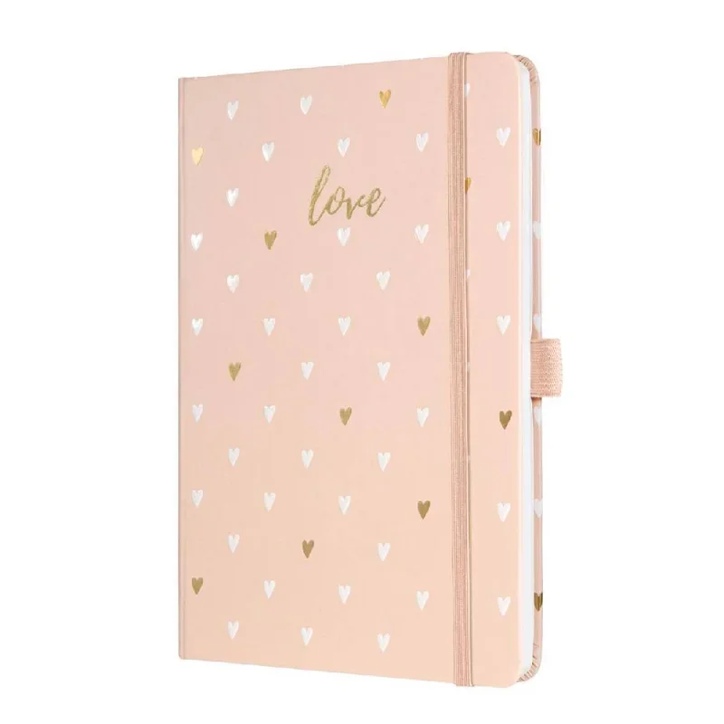 Sigel Jolie notesz, vonalas 13,5x20 cm, Rose Love, halv.rózs, szívecskés, gumipánttal, Beauty